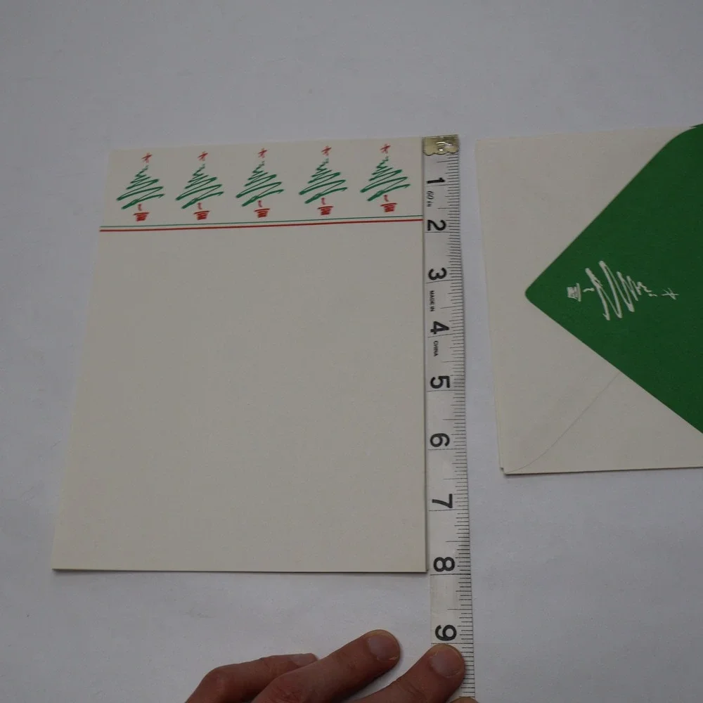 Vintage Christmas Tree Stationery Holiday Letter Paper & Envelopes 80s 90s Retro